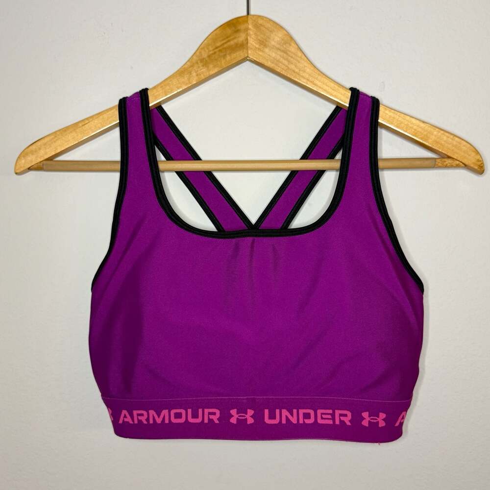 Under Armour Mid-Impact Crossback Sports Bra in Purple and Black Size Large